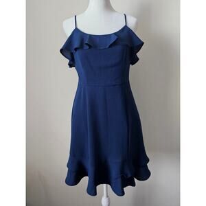 Altar'd State Navy Blue Spaghetti Strap Ruffle Mini Dress Size M